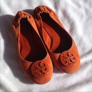 Tory Burch Orange Reva flats 8.5